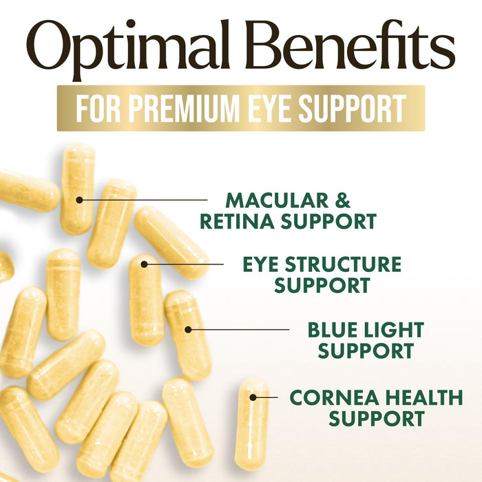 Eye Vitamins & Mineral Supplement - Contains Zinc, Copper, Lutein, & Zeaxanthin, Supports Dry Eye Strain, Vision Health for Adults, Non-GMO, Vegan Eye Care Pills & Minerals Supplements - 60 Capsules