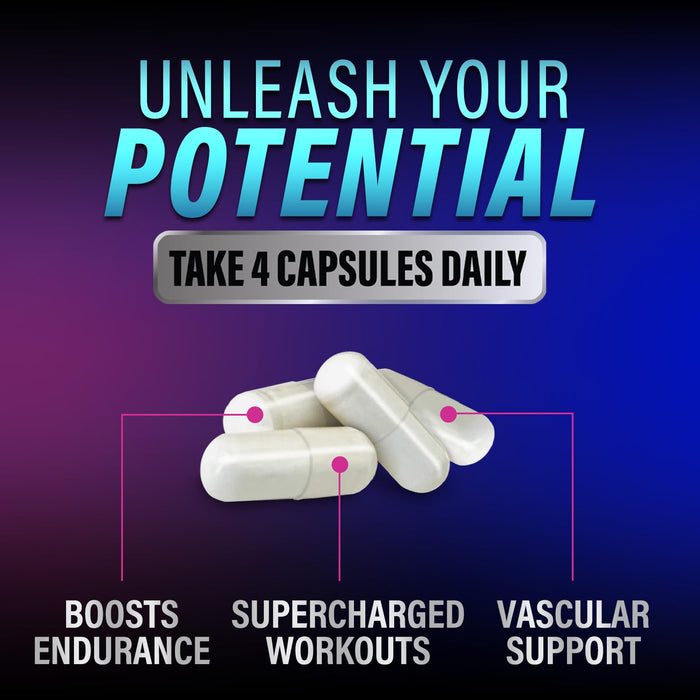 Nitric Oxide Formula with L-Arginine + Citrulline – 3000mg – 120 Capsules