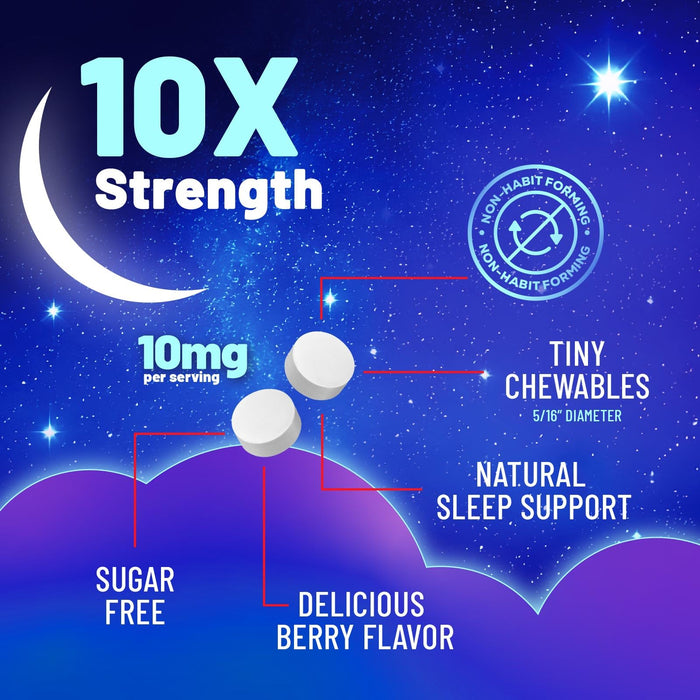 Fast Dissolve Melatonin 10mg - Berry Flavored - 240 Chewable Tablets