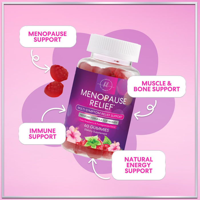 Menopause Supplements for Women - Complete Natural Mild Hot Flashes & Night Sweats Support, Multi Benefit Menopause Relief Gummy, Support for Balance & Energy, Gluten-Free & Non-GMO - 60 Gummies