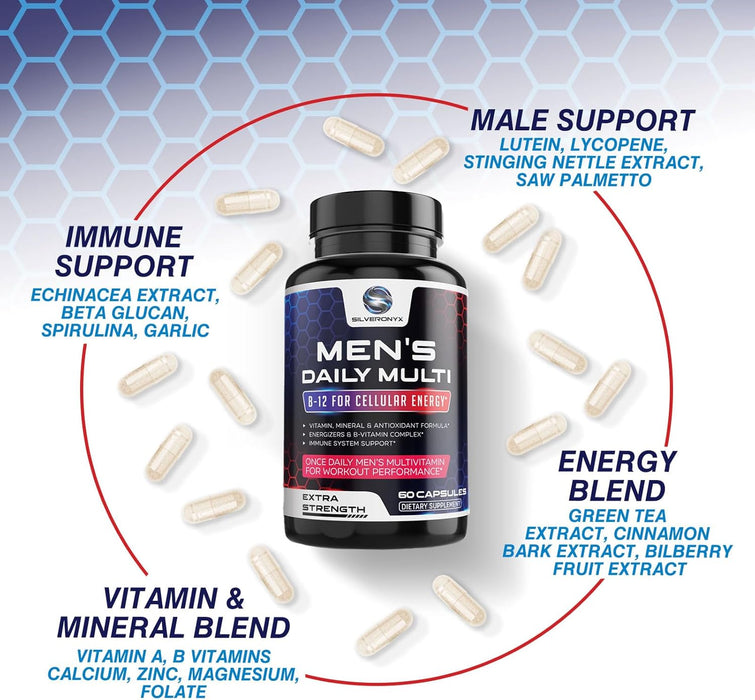 Multivitamin for Men - Vitamin A, C, D, E, Zinc, Calcium, Multivitamins for Immune Health Support, Vitamin B12, Menâ€™s Daily Multivitamin Supplement Capsules, Non-GMO Mens Multi Vitamins - 60 Capsules