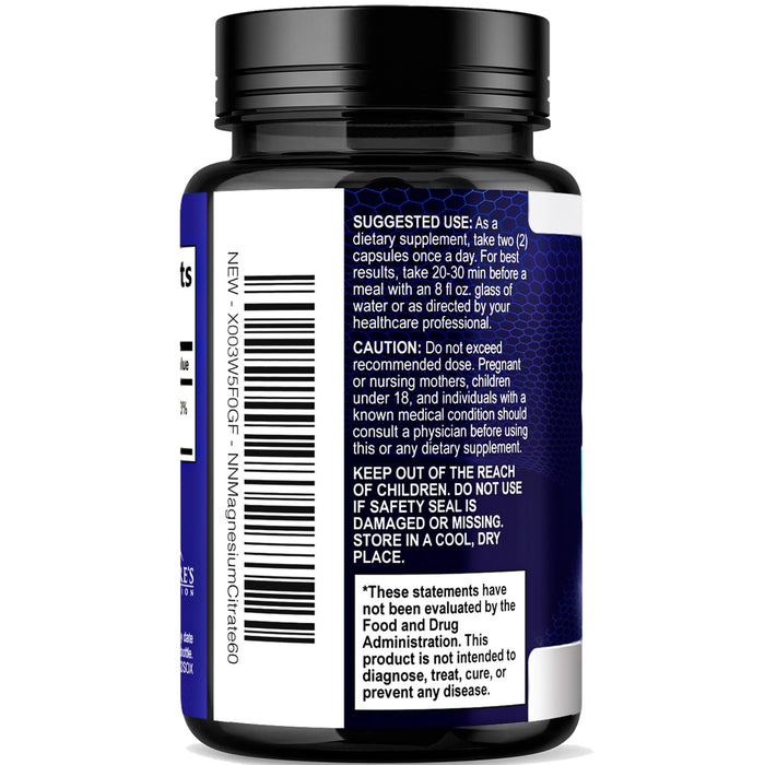 Magnesium Citrate 1000 mg for Absorption – 60 Capsules