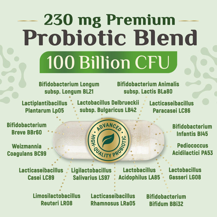 Probiotics for Women Capsules - 100 Billion CFU Prebiotics, Acidophilus Probiotics Supports Immune System Digestive Health, Supports Occasional Constipation & Bloating, Daily Supplement - 30 Capsules
