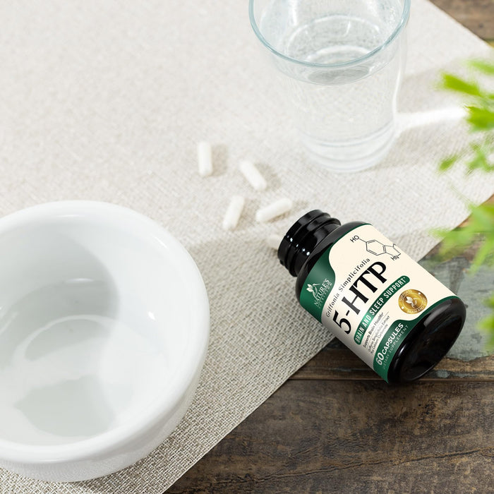 5 HTP 200mg Capsules Vegetarian Supplement - 5HTP Plus Calcium for Brain Support - Extra Strength Griffonia Simplicifolia 5-HTP Formula - 5 Hydroxytryptophan - Gluten Free & Non-GMO - 60 Capsules