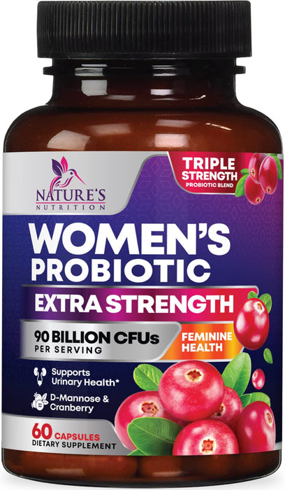 Probiotics for Women - 90 Billion CFU 16 Probiotic Strains with Cranberry, Vaginal Probiotics with Prebiotics PH, Digestive, UT, Immune, & Feminine Health Support, Pro Biotics for Women, 60 Capsules