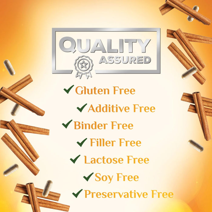 Ceylon Cinnamon Capsules 1800mg - Certified Organic Cinnamon, Bottled in USA, & Pure Extra Strength Ceylon Cinnamon Supplement, Antioxidant Pills, Non-GMO & Gluten Free, Sugar Free - 60 Capsules
