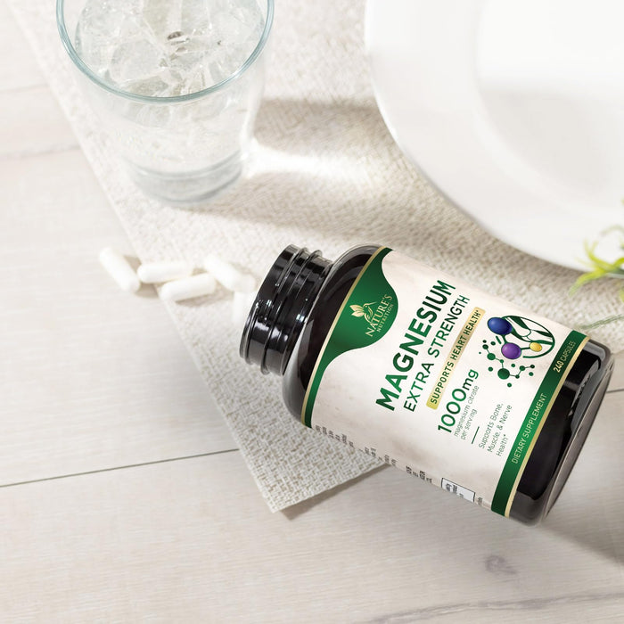 Magnesium Supplement (Citrate Oxide) 1000mg for Best Absorption, Supports Bone, Heart Health, Nerves, Muscles & Metabolism, Nature's Pure Magnesio Vitamin Pills, Bottled in USA, 240 Capsules