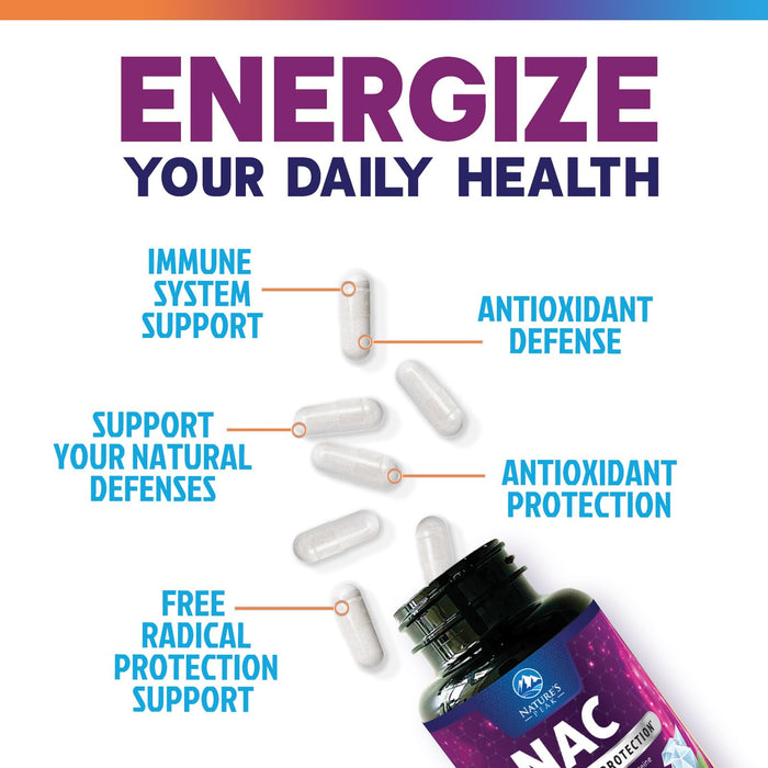 N-Acetyl Cysteine (NAC) 1200 mg – Premium Antioxidant & Immune Support - Glutathione Precursor for Liver, Lung & Respiratory Support – Nature's Fast Absorption, Non-GMO, Gluten-Free - 120 Capsules