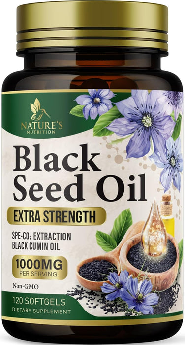 Black Seed Oil Softgels 1000mg - Premium Nigella Sativa Blackseed, Pure Natural Black Cumin Seed Oil & Antioxidant for Skin & Immune Support - Non GMO, Bottled in USA Supplement - 120 Softgels
