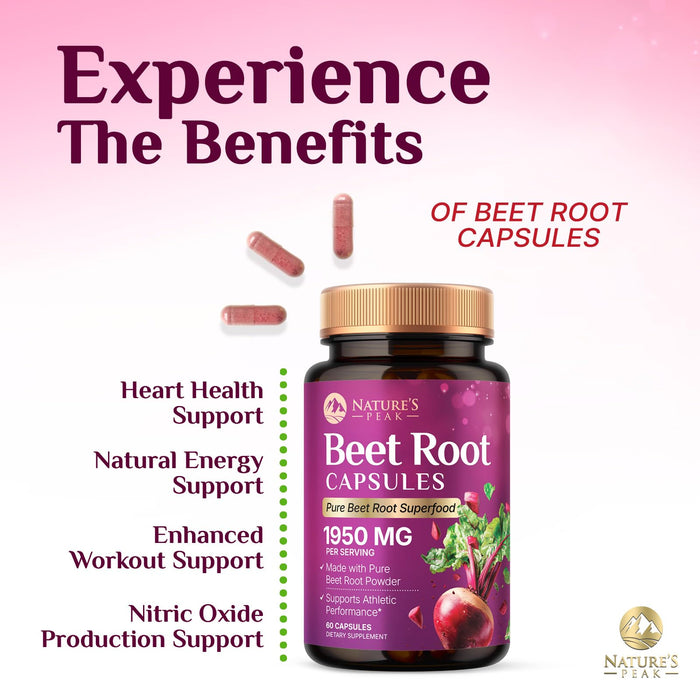 Beet Root Capsules 1950mg – 60 Count