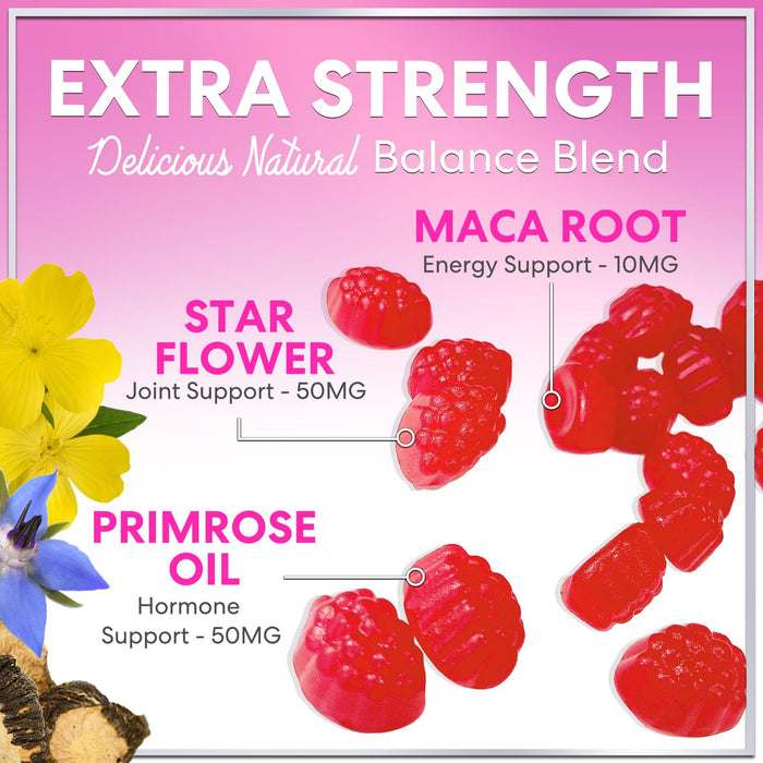 Menopause Supplements for Women - Complete Natural Mild Hot Flashes & Night Sweats Support, Multi Benefit Menopause Relief Gummy, Support for Balance & Energy, Gluten-Free & Non-GMO - 60 Gummies