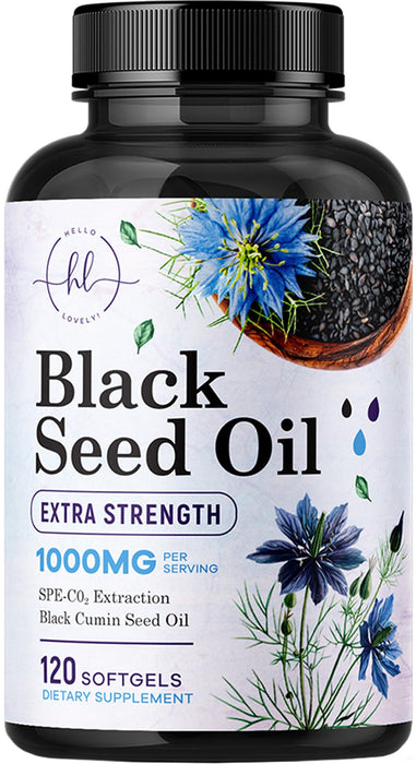 Black Seed Oil Softgels 1000mg - Premium Nigella Sativa Blackseed, Pure Natural Black Cumin Seed Oil & Antioxidant for Skin & Immune Support - Non GMO, Bottled in USA Supplement - 120 Softgels
