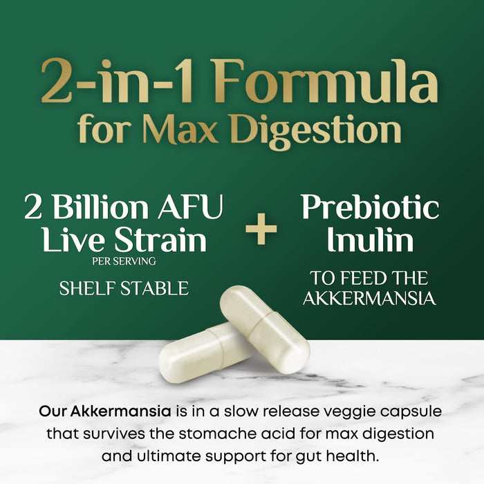 Akkermansia Probiotic Akkermansia Muciniphila GLP 1 Probiotics with Prebiotic – 120 Capsules