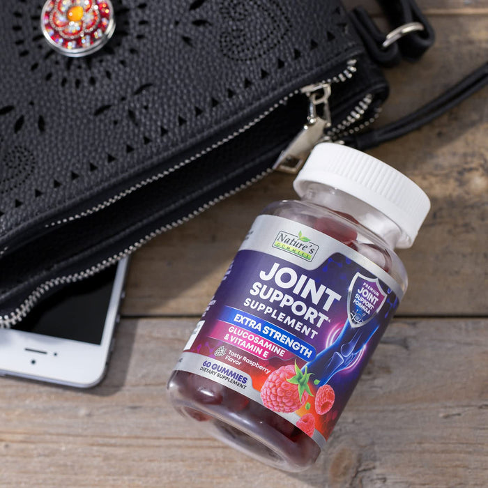 Joint Support Supplement - Extra Strength Glucosamine Gummy Supports Joints Health & Flexibility for Back, Knees, Hands - Natural Vitamin E Immune Support - Best Gummies for Women & Men - 60 Gummies