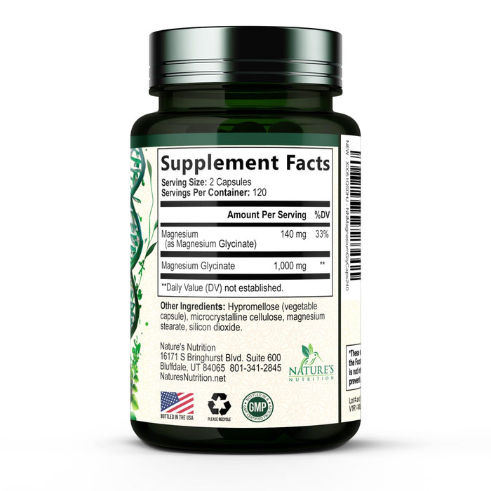 Magnesium Glycinate 1000mg Per Serving – 240 Capsules