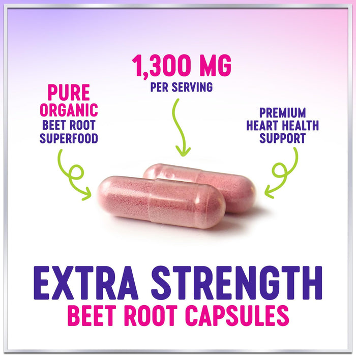 Organic Beet Root Capsules 1300mg – 60 Capsules