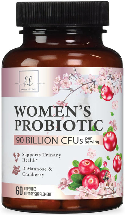 Probiotics for Women Supplement with Cranberry - 16 Premium Strains for PH Balance, Digestive Health, Vaginal & Immune Support, 90 Billion CFU, Women's Probiotic, UT, & Feminine Health - 60 Capsules