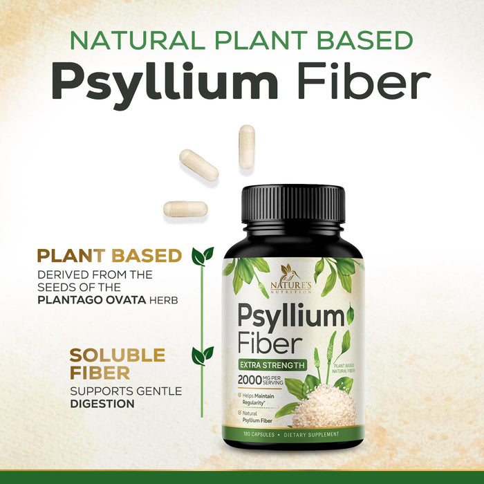 Psyllium Husk Fiber 1500mg – 180 Capsules