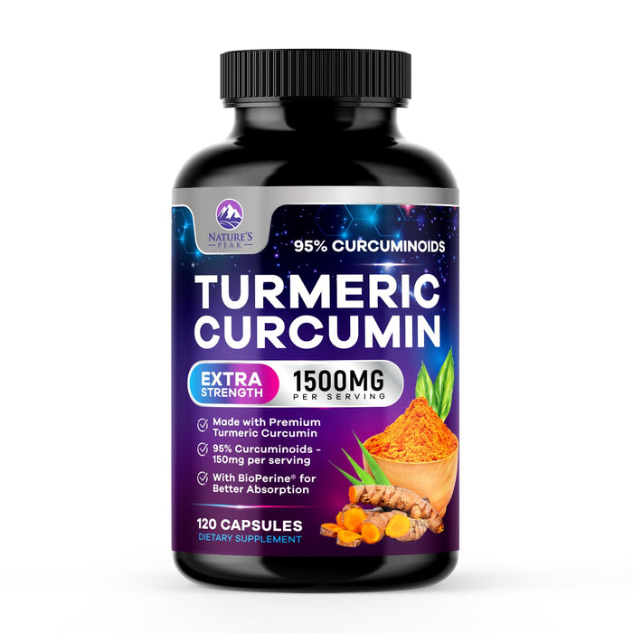 Turmeric Curcumin Supplement with BioPerine 95% Curcuminoids 1500mg with Black Pepper for Best Absorption - Best Natural Vegan Joint Support - Bottled in USA, Non-GMO, Organic Tumeric - 120 Capsules
