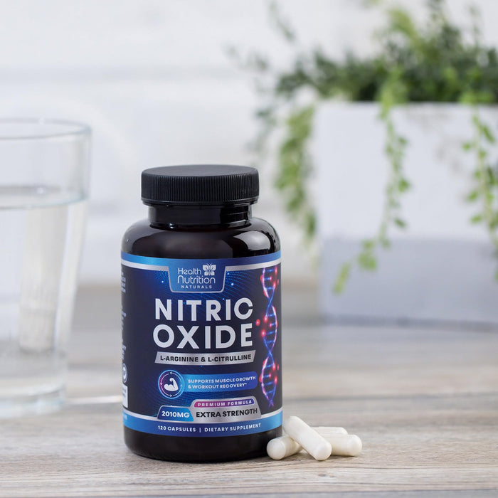 Extra Strength Nitric Oxide Supplement 3X Strength L Arginine, Citrulline Malate, AAKG, Beta Alanine - Premium Muscle Supporting Nitric Booster - Natural Energy & Heart Health Support - 120 Capsules