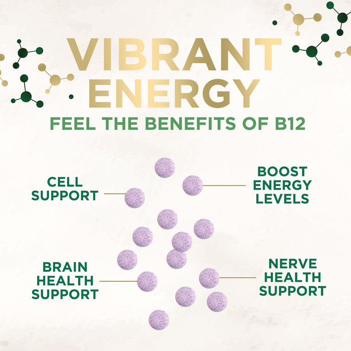 Vitamin B12 (Methylcobalamin) 1000 mcg - Chewable Tablet for Energy, Nervous System & Brain Support - Maximum Strength, Fast Dissolve, Vegan, Gluten-Free, Non-GMO for Women & Men - 120 Tablets