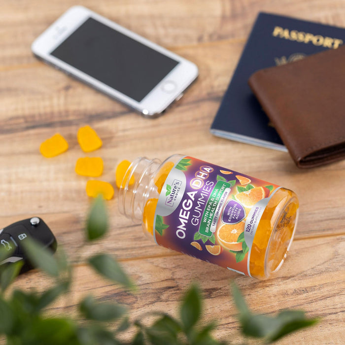 Omega 3 Fish Oil Gummies - Triple Strength Omega3 Gummy - DHA & EPA Fatty Acids for Heart Health, Joint & Brain Support, Nature's High Absorption Omega Fish Oil Supplement, Orange Flavor- 120 Gummies