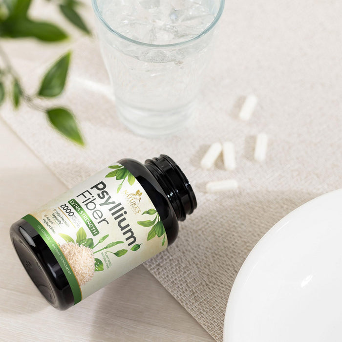 Psyllium Husk Fiber Supplement 2000mg, Natural Daily Soluble & Insoluble Fiber Pills, Psyllium Husk Powder Capsules Supports Digestion Colon Health & Regularity, Plant Based Supplement - 120 Capsules