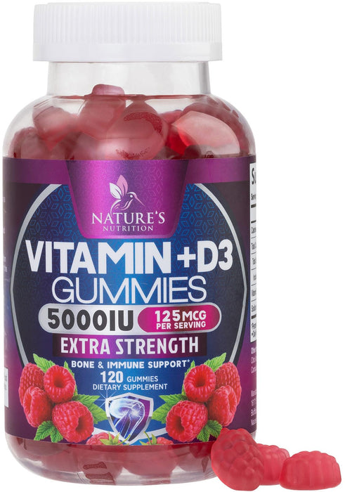 Vitamin D3 Gummy 5000 IU (125 mcg) Dietary Vitamins D – 120 Gummies