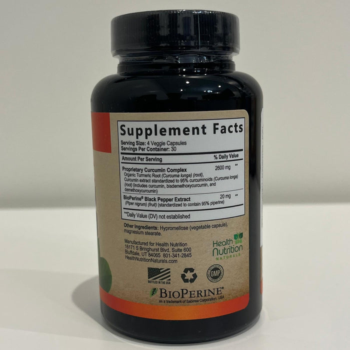 Turmeric Curcumin Supplement 2600mg - 95% Curcuminoids with Organic Turmeric & BioPerine Black Pepper for Best Absorption, Nature's Vegan Joint Support, Non-GMO Tumeric, Bottled in USA - 120 Capsules