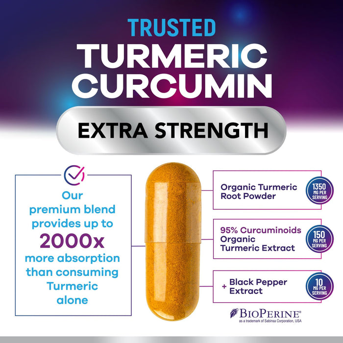 Turmeric Curcumin with BioPerine 95% Curcuminoids 1500mg with Black Pepper for Absorption – 360 Capsules