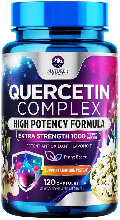Quercetin Capsules 1000mg, with Ultra Strength Complex - Health Antioxidant Supplements for Respiratory, Heart and Immune Support - Vegan Third Party Tested, Non-GMO, Gluten Free - 120 Veggie Capsules
