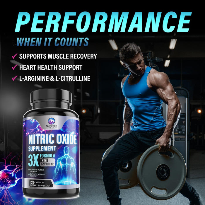Nitric Oxide Formula with L-Arginine + Citrulline – 3000mg – 120 Capsules