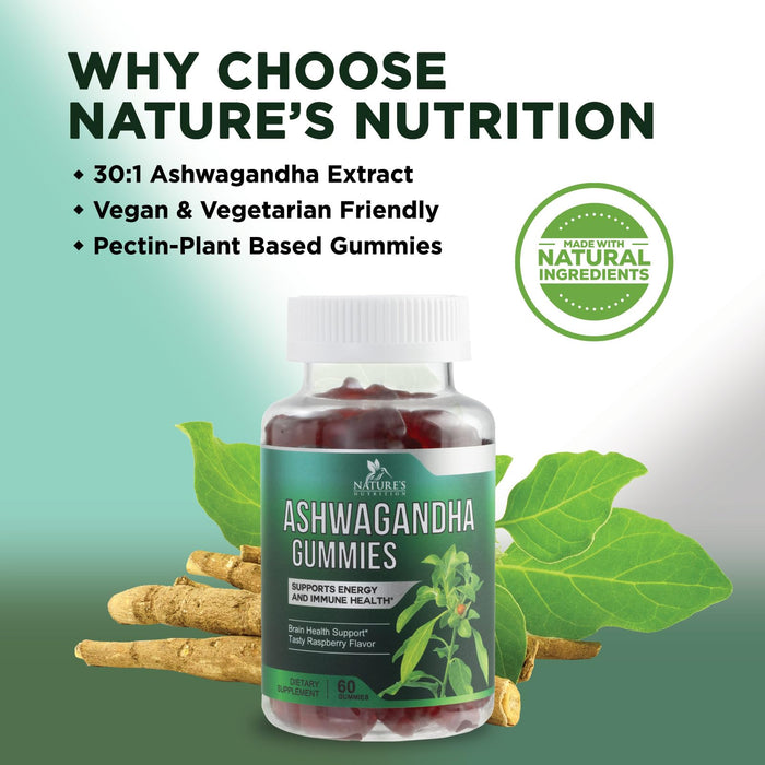 Ashwagandha Gummies for Women & Men, 3000mg Equivalent, Vegan, Plant Based, Non-GMO, Gluten-Free & Gelatin Free, Ashwagandha Supplement for Natural Antioxidant Support, Ashwa Root Extract - 60 Gummies