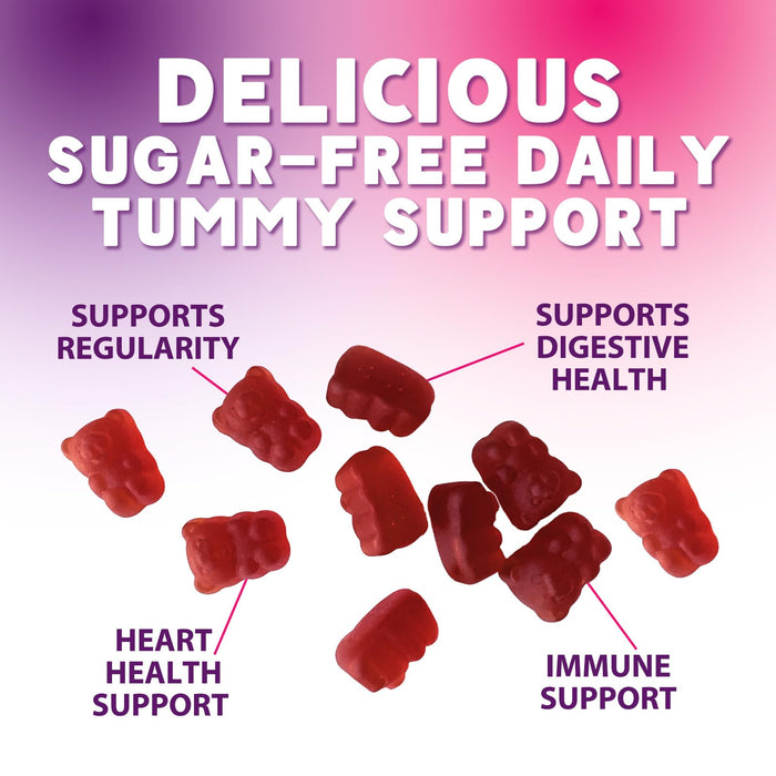 Prebiotic Fiber Gummies - Sugar Free 4g Gummy Fiber Supplement for Adults Digestive Health & Regularity Support - Natural Raspberry Flavor, Plant Based Blend, Non-GMO & Gluten Free - 60 Gummies