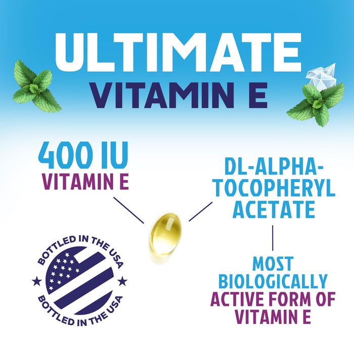 E Vitamin for Women and Men - 180 mg (400 IU) dl-Alpha - Effective Antioxidant Dietary Supplement - Hair, Skin, & Immune Health Support - Easily Absorbed Form, Non-GMO & Gluten Free - 120 Softgels