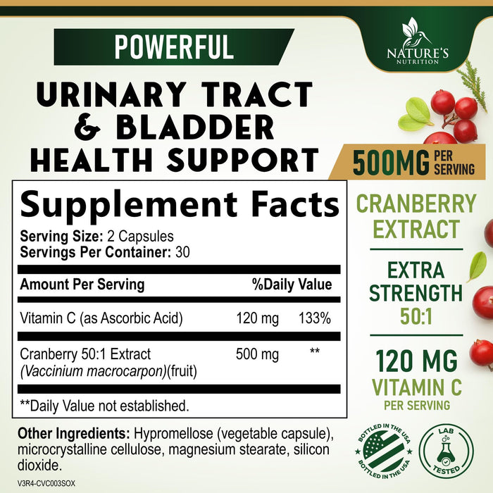 Cranberry Pills for Women – 500mg – 60 Capsules