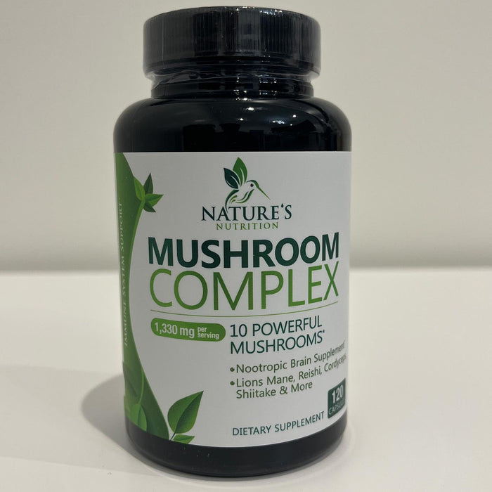 Mushroom Supplement Nootropic 1330mg - 10 in 1 High Strength Brain Supplements Mushroom Complex with Lions Mane, Turkey Tail, Reishi, Cordyceps & Chaga for Memory, Brain & Focus Support - 120 Capsules