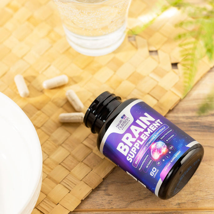 Brain Supplements for Memory and Focus - Extra Strength Nootropic Capsules for Concentration, Alertness, Cognitive Support - Phosphatidylserine, Brain Health Vitamins B6 C E Zinc - 60 Capsules