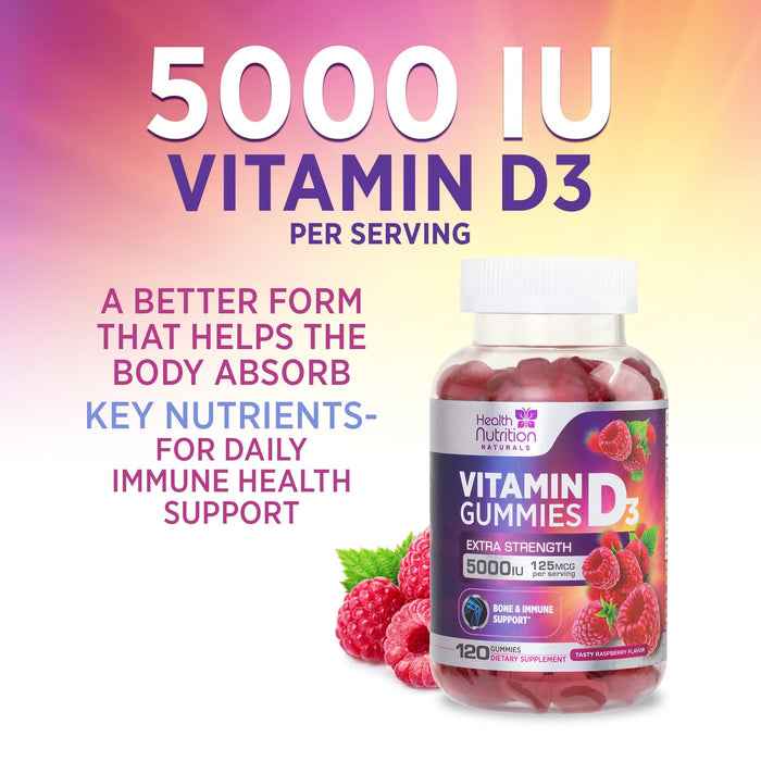 Vitamin D3 Gummies 5000 IU (125 mcg) – 120 Gummies