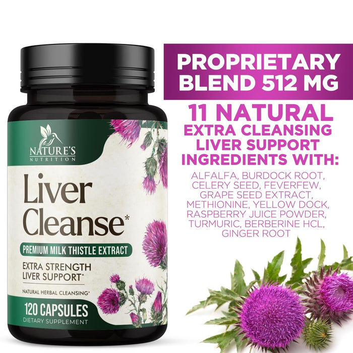 Liver Cleanse Detox & Repair Formula - Herbal Liver Support Supplement with Milk Thistle with Silymarin, Artichoke Extract, Dandelion, Beet, Chicory Root, & Turmeric for Liver Health - 120 Capsules