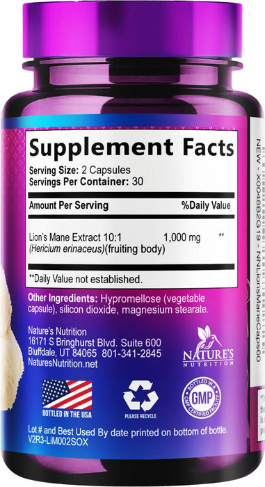 Lions Mane Mushroom – 60 Capsules