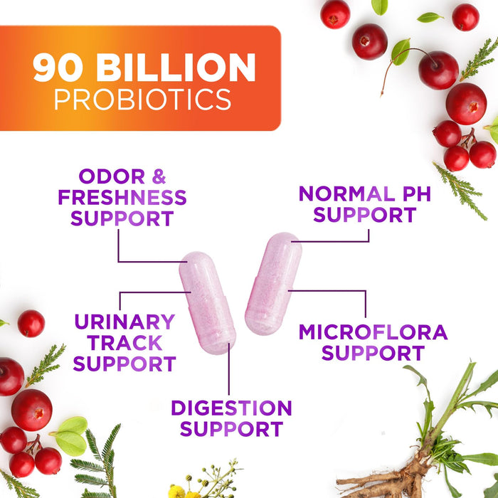 Probiotics for Women - 90 Billion CFU 16 Probiotic Strains with Cranberry, Vaginal Probiotics with Prebiotics PH, Digestive, UT, Immune, & Feminine Health Support, Pro Biotics for Women, 60 Capsules