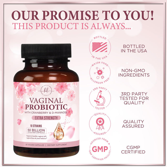 Vaginal Probiotics for Women - Vaginal PH Flora Feminine Health Balance Support - 50 Billion CFU Per Capsule, Odor Digestive Immune Support - Womens Probiotics Supplement with Cranberry - 60 Capsules