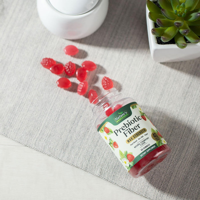 Fiber Gummies for Digestive Health & Regularity Support, Fiber 4g Gummy for Adults, Daily Prebiotic Supplements Blend, Natural Prebiotics Extra Strength Gummy, Added Fruit Flavor - 60 Gummies