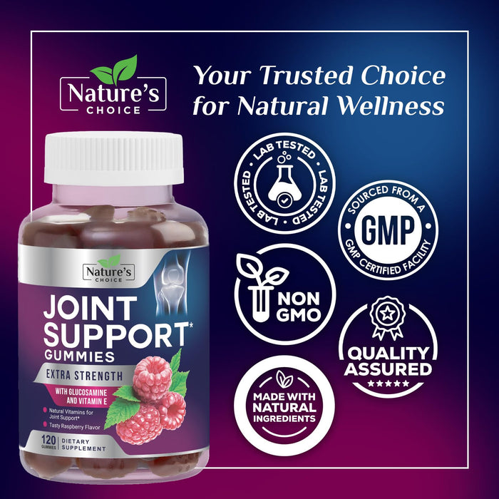Joint Support Gummies Extra Strength Glucosamine Gummy Supplement with Vitamin E - Natural Cartilage & Joint Health & Flexibility Support, Best Support Glucosamine Chew for Men & Women - 120 Gummies