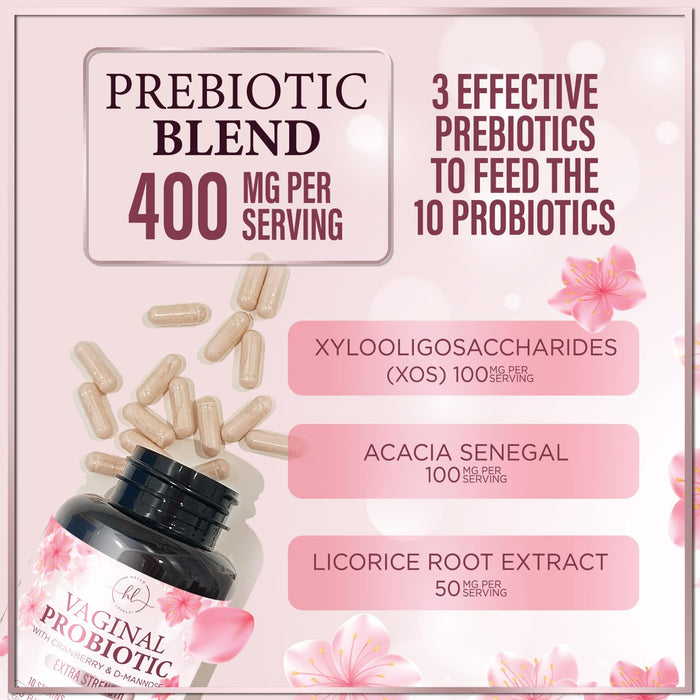 Vaginal Probiotics for Women - Vaginal PH Flora Feminine Health Balance Support - 50 Billion CFU Per Capsule, Odor Digestive Immune Support - Womens Probiotics Supplement with Cranberry - 60 Capsules