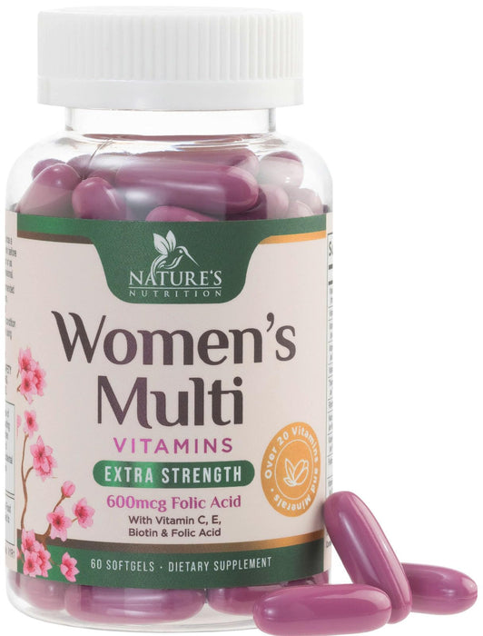 Multivitamin for Women with Iron, Calcium, Zinc, Vitamin A, C, D, E, & B Vitamins for Bone, Skin & Immune Health Support, Nature's Daily Womens Multivitamins for Women's Energy & Health, 60 Softgels