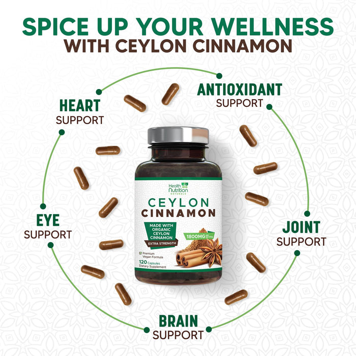 Ceylon Cinnamon Capsules 1800mg – 120 Capsules