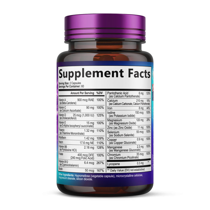 Women's Daily Multivitamin - Vitamins A, C, D, E, Biotin + Iron - 120 Capsules