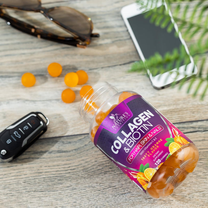 Collagen Gummies with 2500mcg Biotin, Vitamin C & Zinc - Hydrolyzed Collagen Peptide Type 1 & 3 Supplement - Advanced Hair, Skin & Nail Growth Support for Women & Men, Gluten Free, Non-GMO - 120 Count